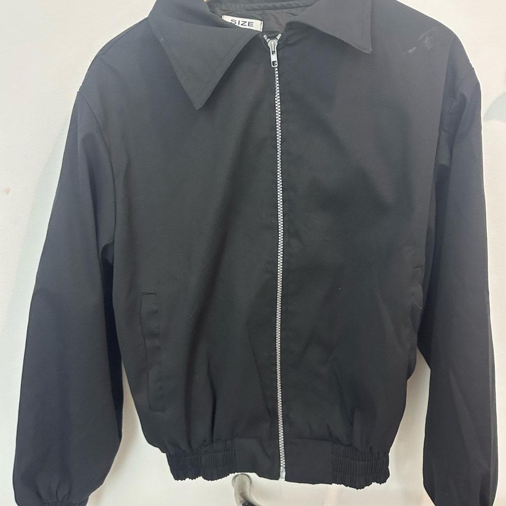 Black Bomber Jacket Metal Details